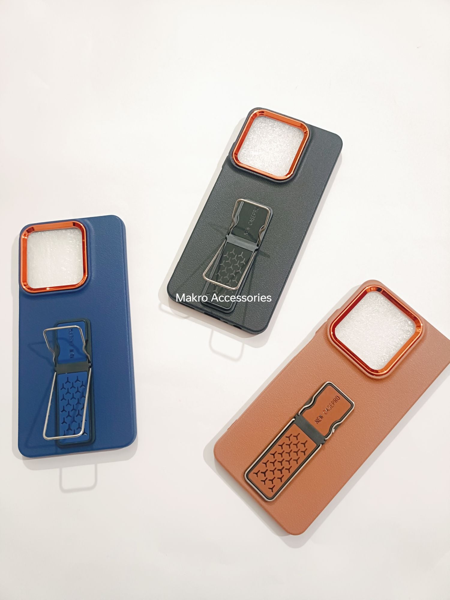 Tecno Spark Go 1 Soft Silicone Leather Tecture Design Kickstand Back cover