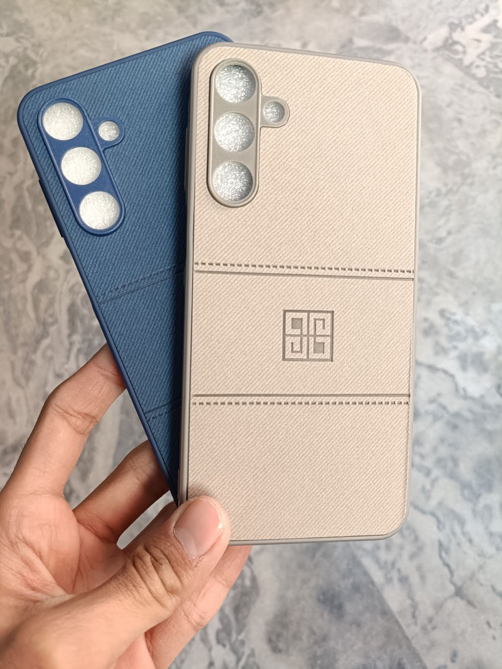 Samsung Galaxy A15 PU Leather Design Camera Protection Back Cover