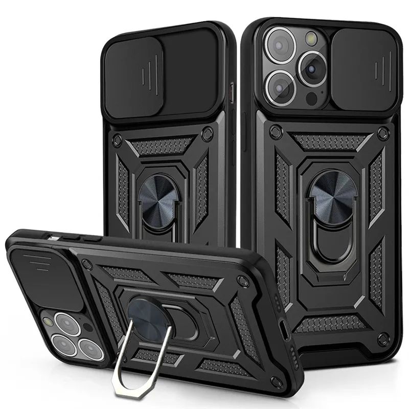 iPhone 12 Pro Max 6.7 Shockproof Case Hybrid Magnetic Ring Camera Shutter Case