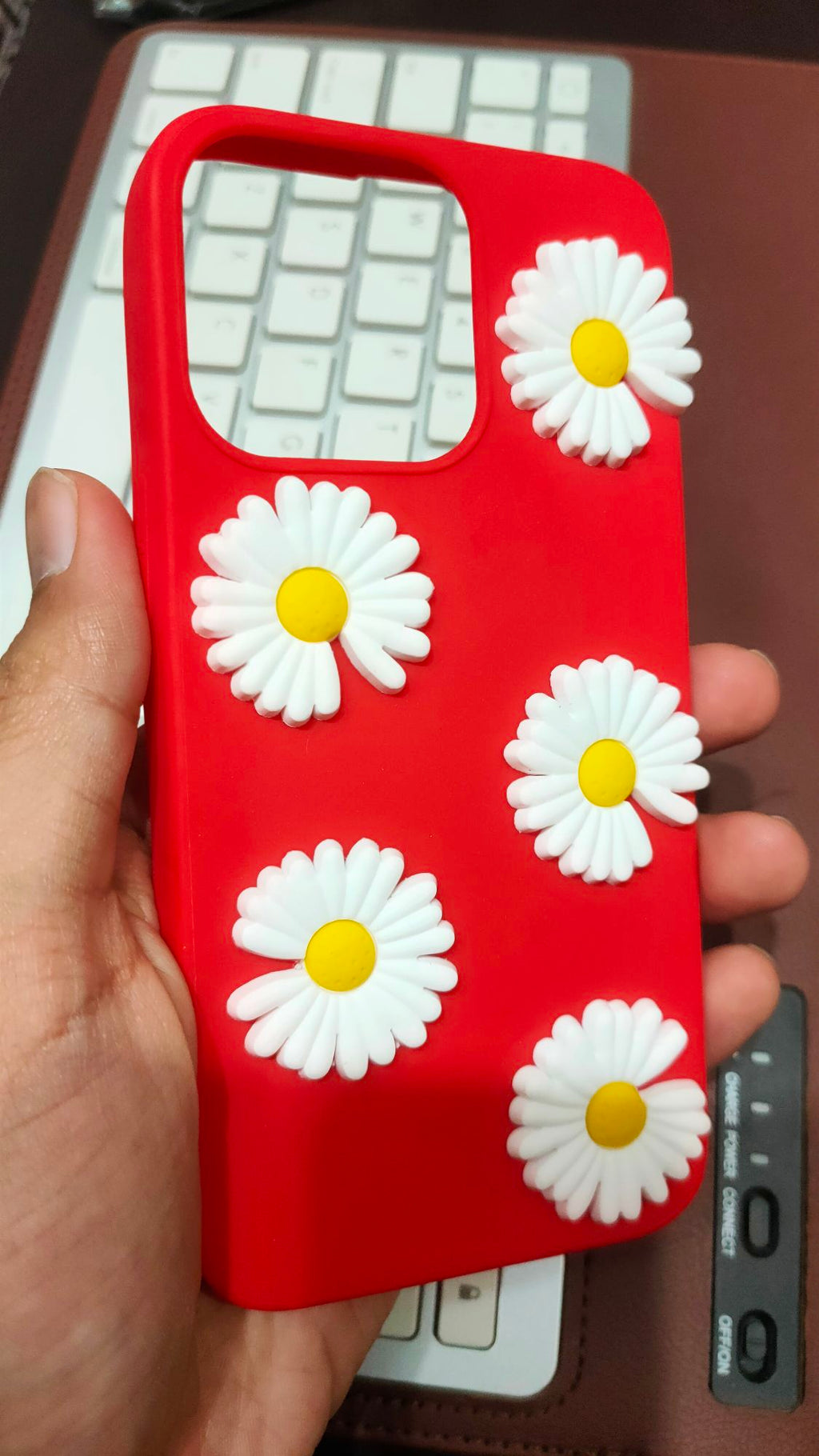 iPhone 13 Pro Liquid Silicone 3D Flowers Fancy Back Cover