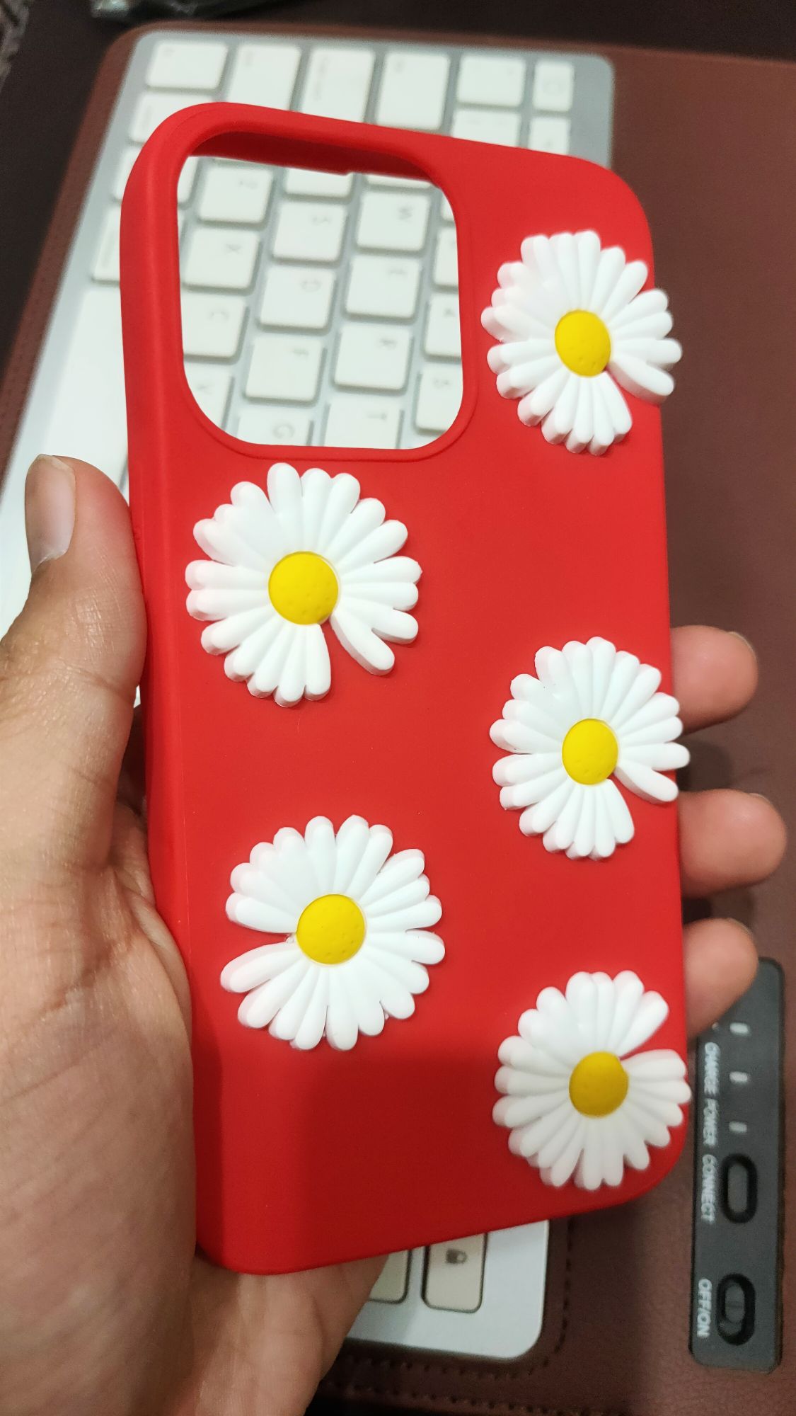 iPhone 13 Pro Liquid Silicone 3D Flowers Fancy Back Cover