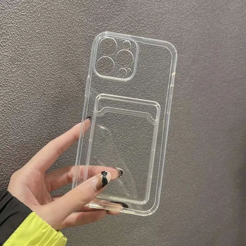 iPhone 12 Pro Max Soft TPU Clear Card Holder Back Cover