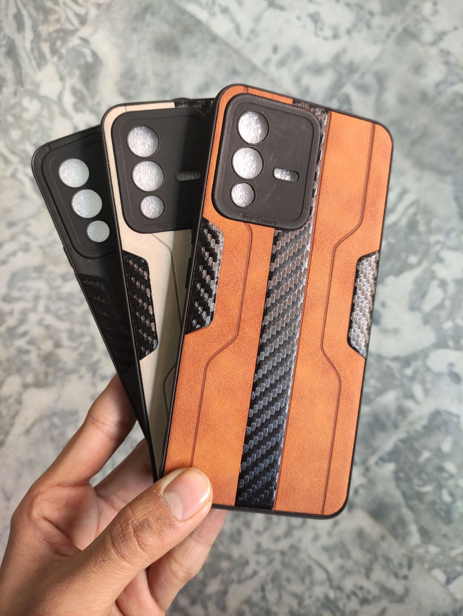 Vivo V23 Soft Silicone Carbon Fiber Cloth Back Cover
