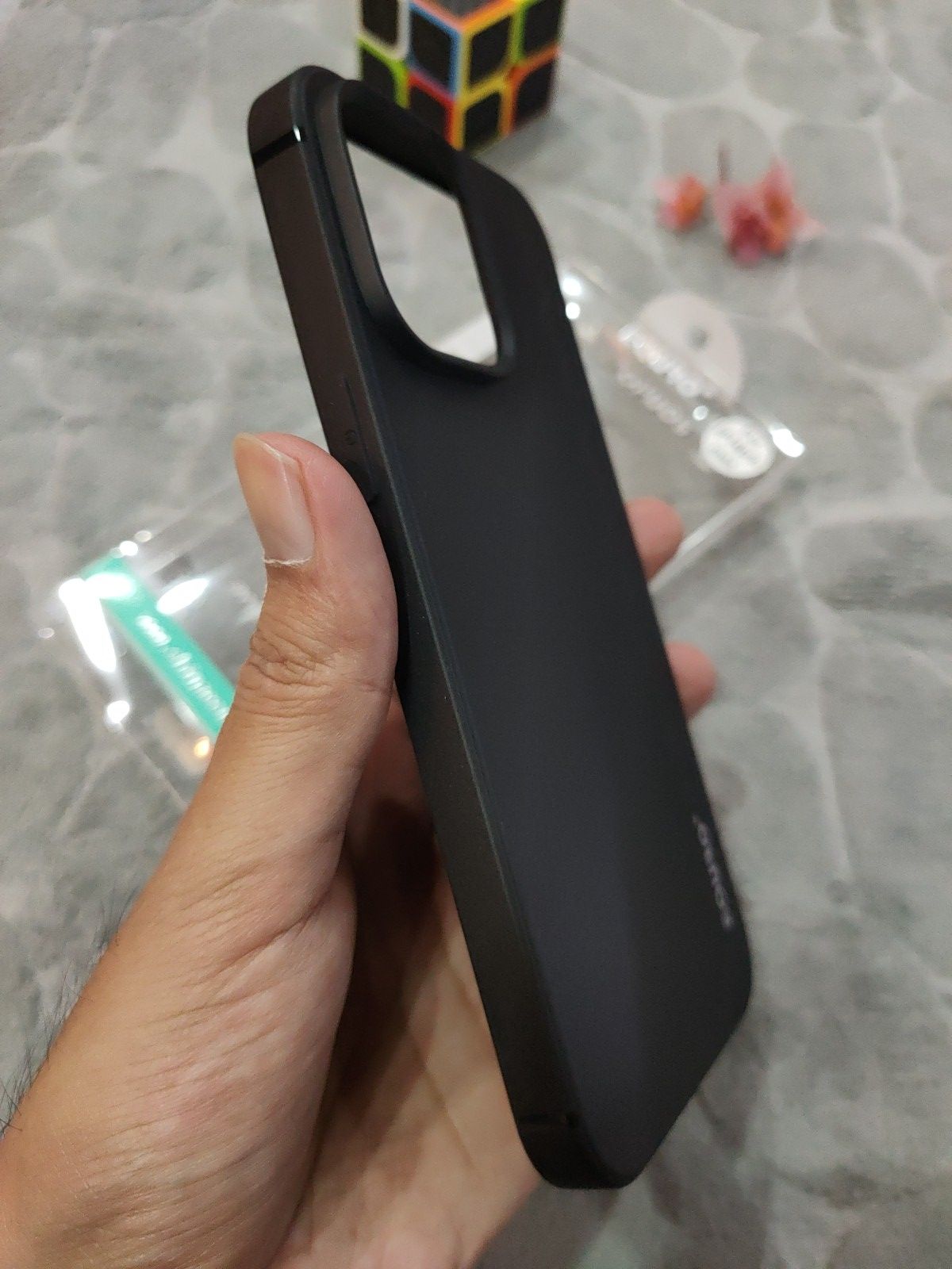 EOURO iPhone 14 Pro Max Matte Black Camera Protection Silicone Case