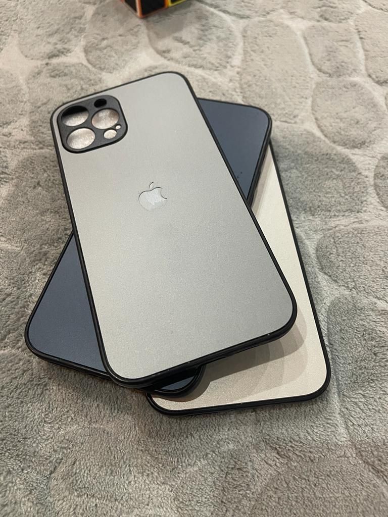iPhone 12 Pro Max/13 Pro Max PC Acrylic Brushed Apple Logo Back Case