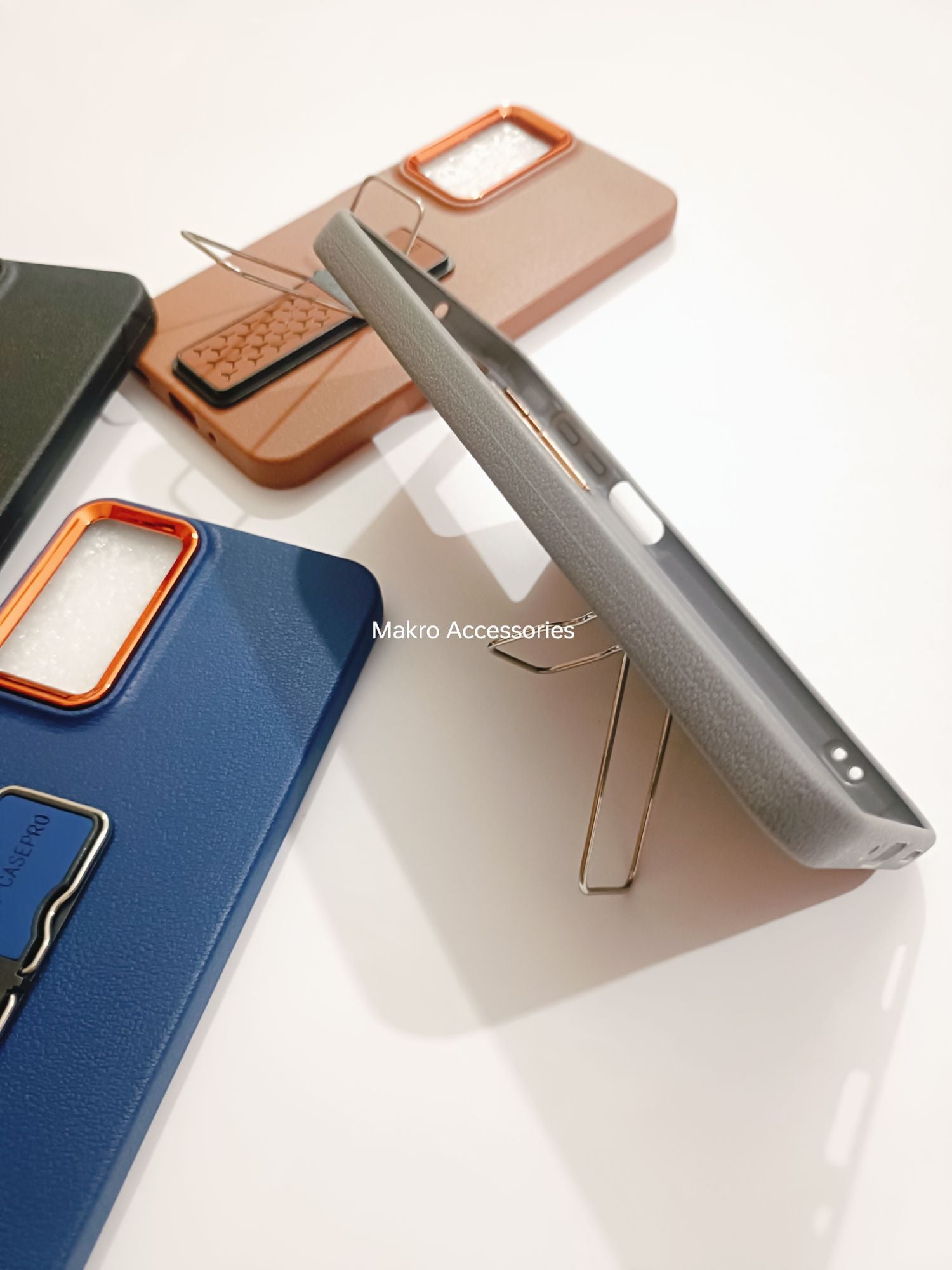 Samsung Galaxy A16 Soft Silicone Leather Tecture Design Kickstand Back cover