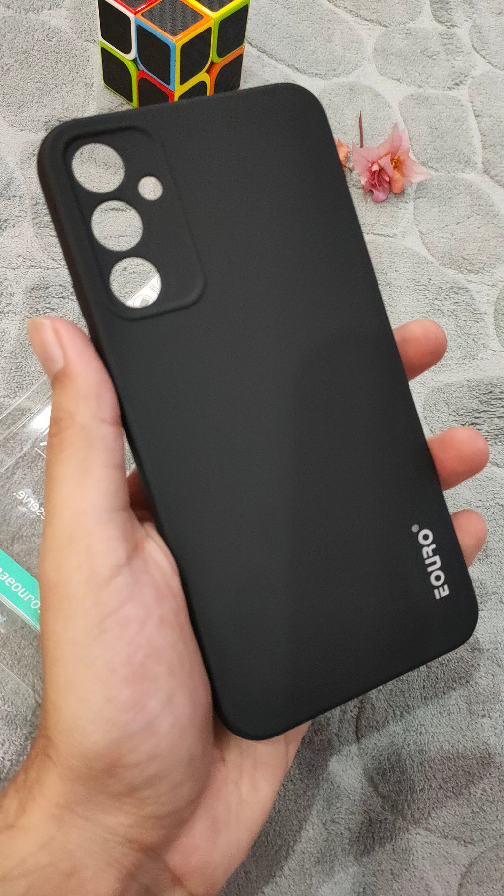 EOURO Samsung A34 5G Matte Black Camera Protection Silicone Case