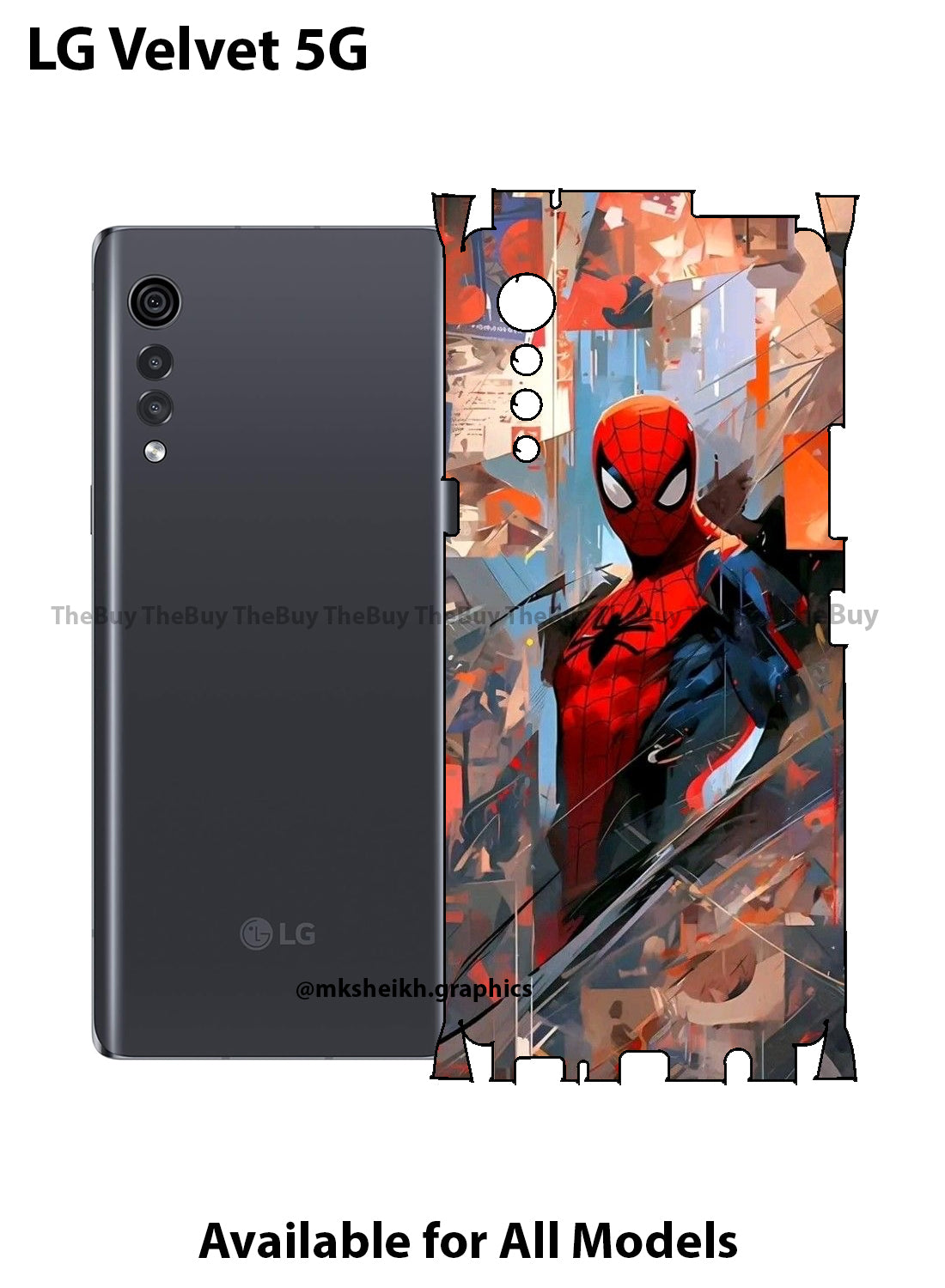 LG Velvet 5G Spiderman Design Full Body Skin Wrap