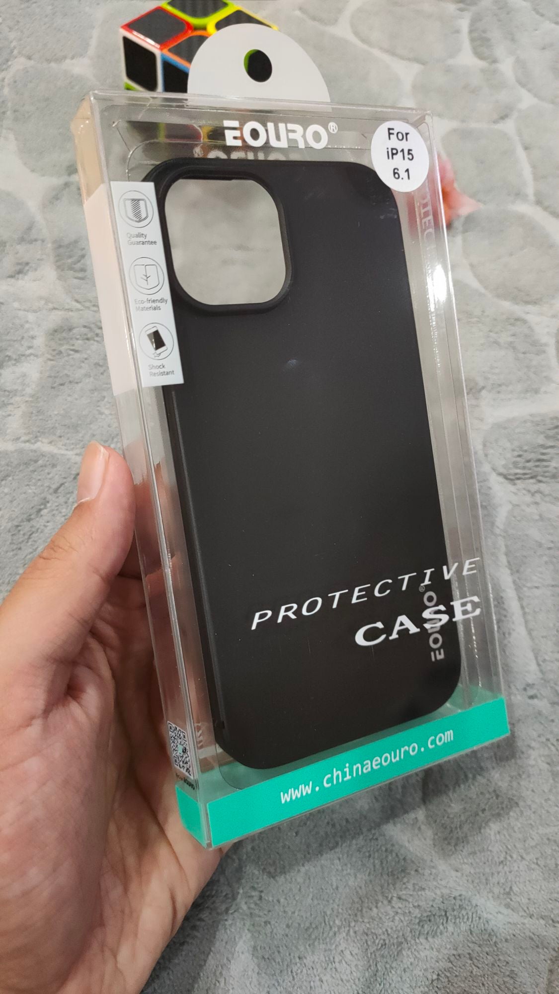 EOURO iPhone 15 6.1 Matte Black Camera Protection Silicone Case