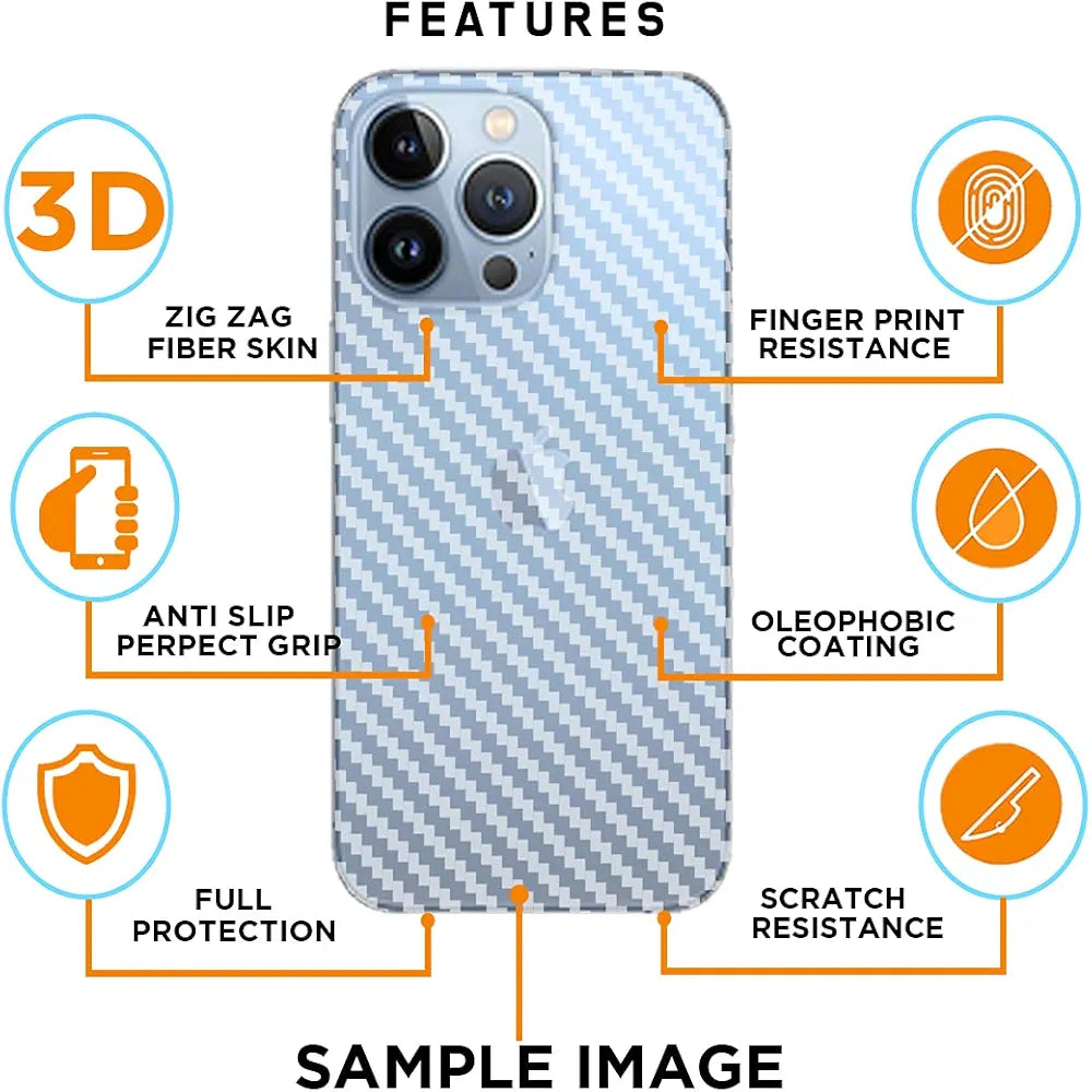 iPhone 13/13 Pro/13 Pro Max Premium Quality Clear Carbon Fiber Back Sheet