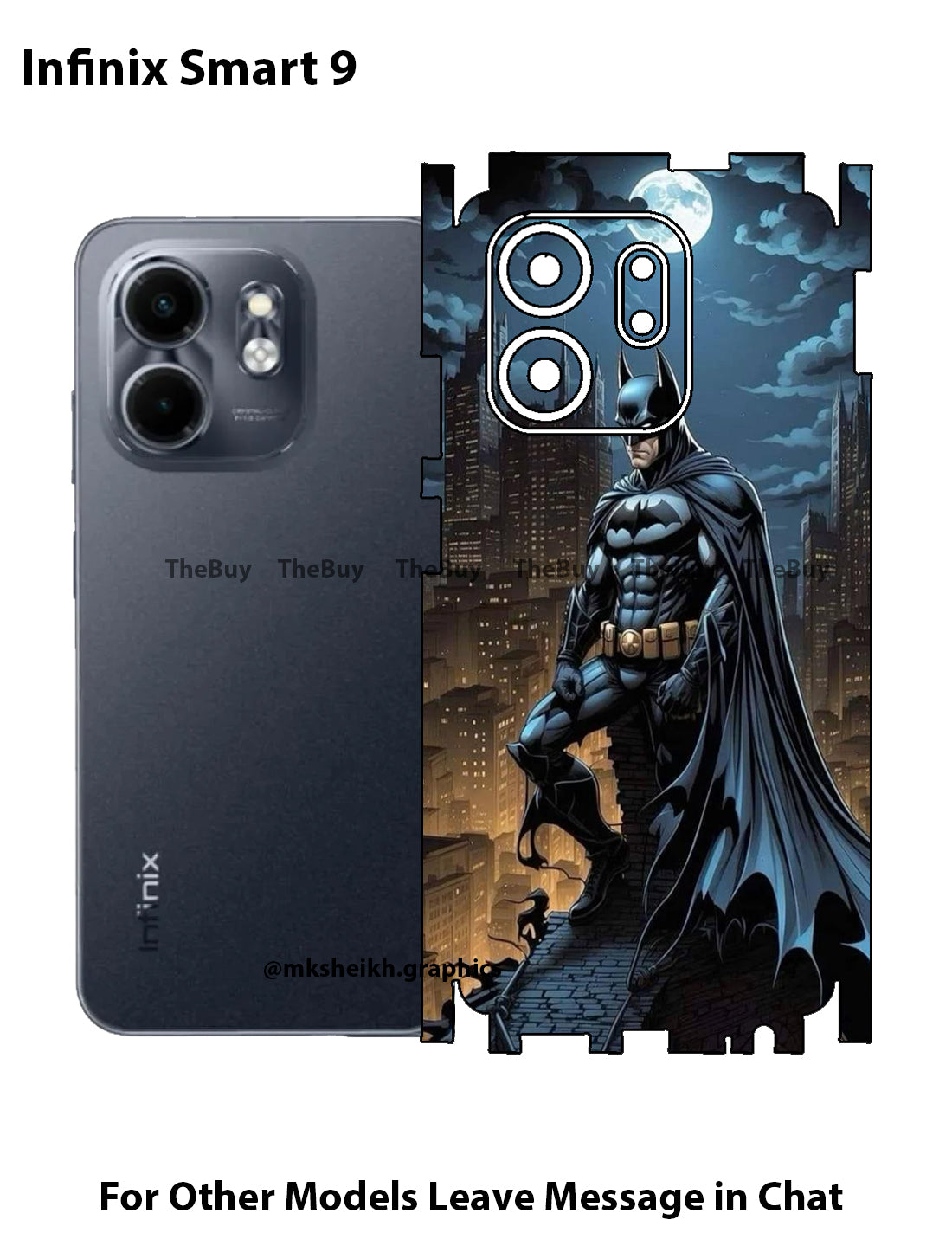 Infinix Smart 9 Batman Design Full Body 360 Skin Wrap