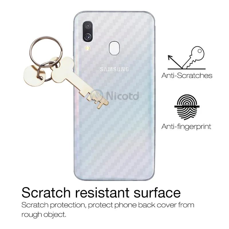 Samsung A10s Carbon Fiber Back Anti Fingerprint Sheet Skin Wrap Transparent