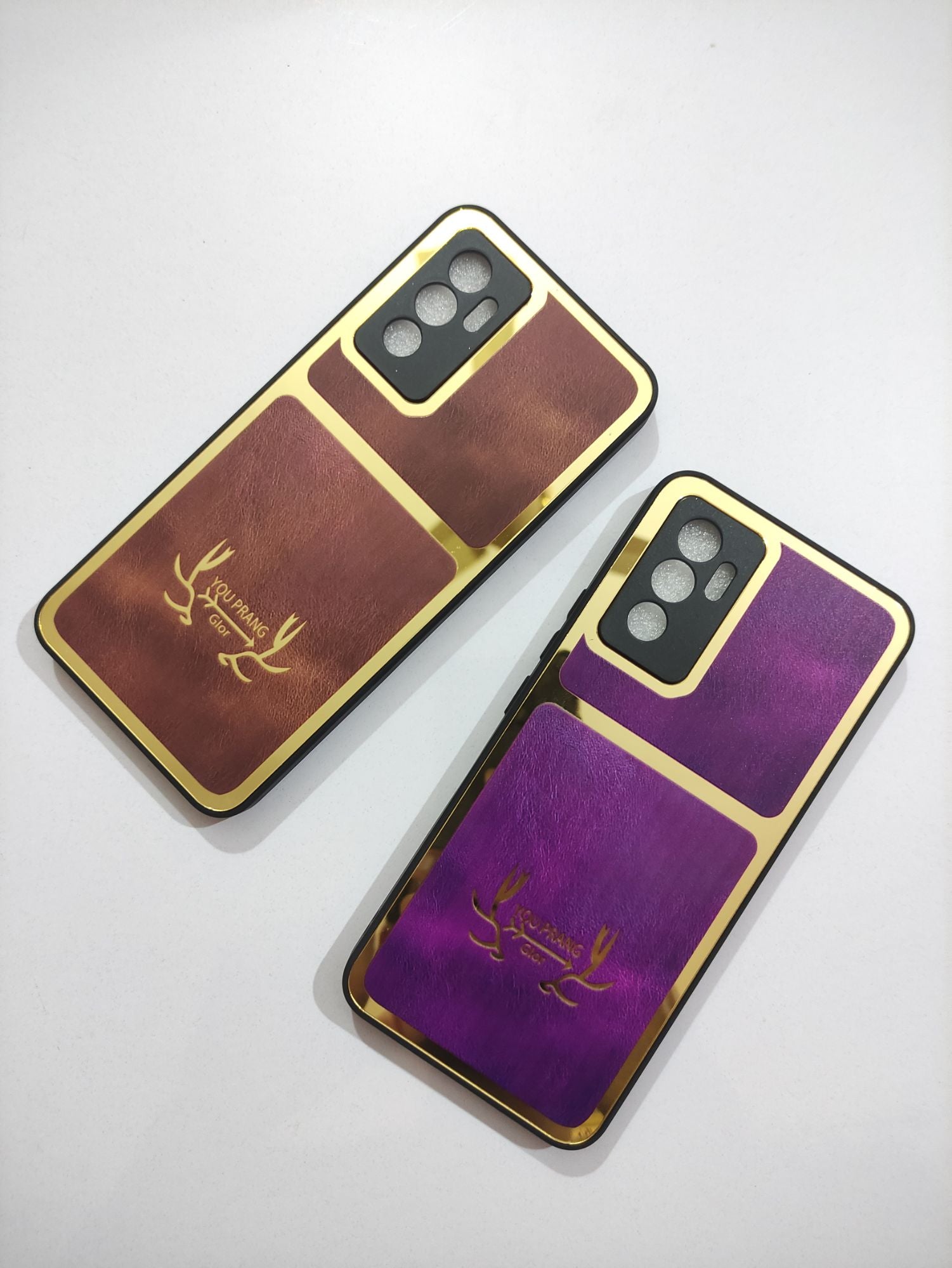 Vivo V23E PU Golden Stripe Design Back Cover