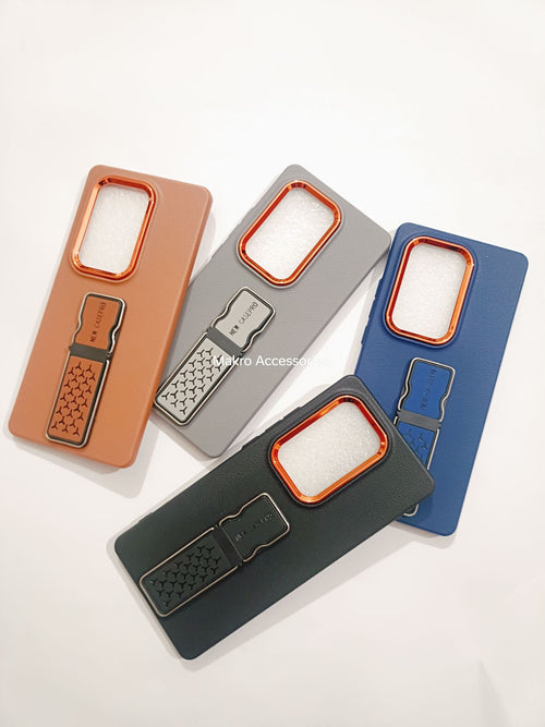 Infinix Hot 50 Pro Plus Soft Silicone Leather Tecture Design Kickstand Back cover