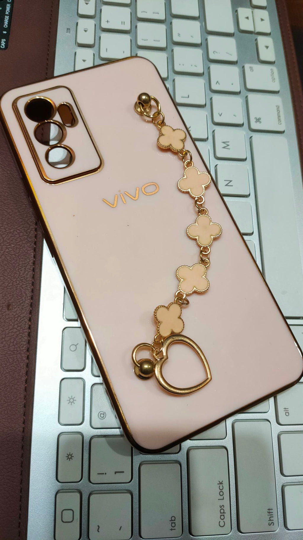 Vivo_V23e Premium Quality Metal Chain Fancy Soft Silicone Back Cover