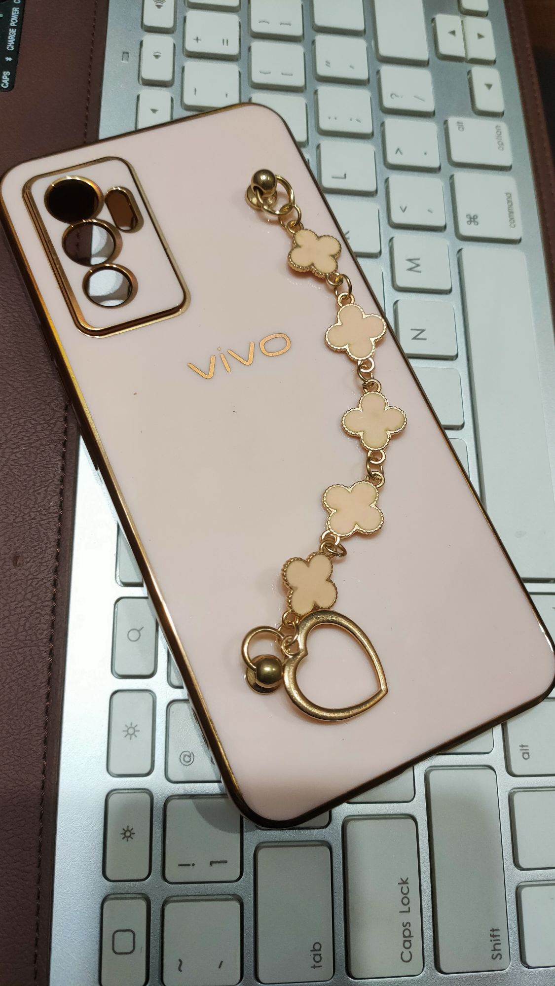 Vivo_V23e Premium Quality Metal Chain Fancy Soft Silicone Back Cover