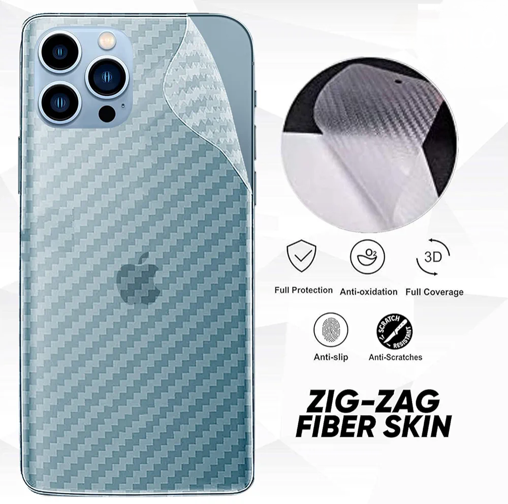 iPhone 15/15 Pro/15 Plus /15 Pro Max Premium Quality Clear Carbon Fiber Back Sheet