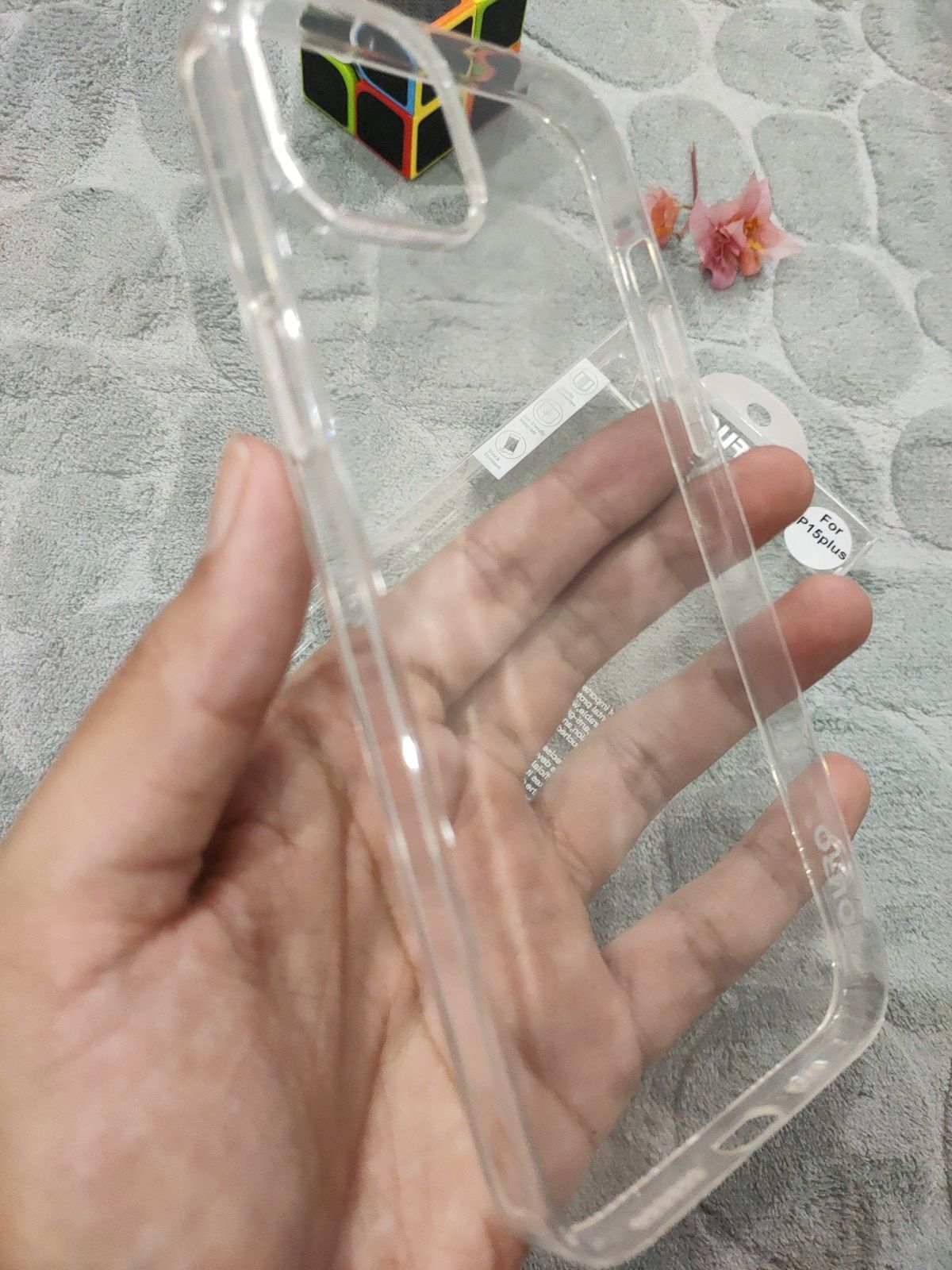 EOURO iPhone 15 Plus Clear Camera Protection Silicone Case