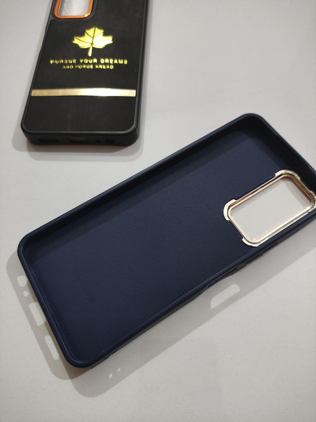 Tecno Camon 18 Soft Silicone PU leather Golden Stripe Back Cover