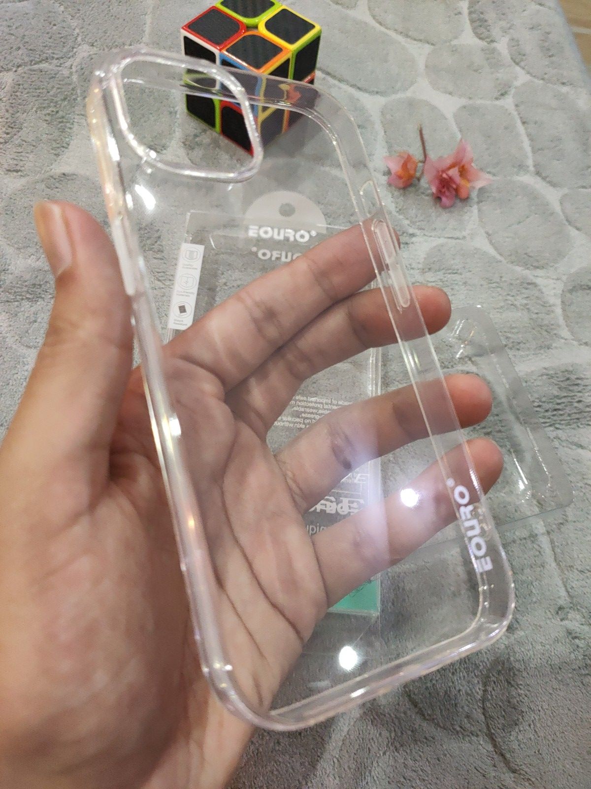 EOURO iPhone 15 6.1 Max Clear Camera Protection Silicone Case