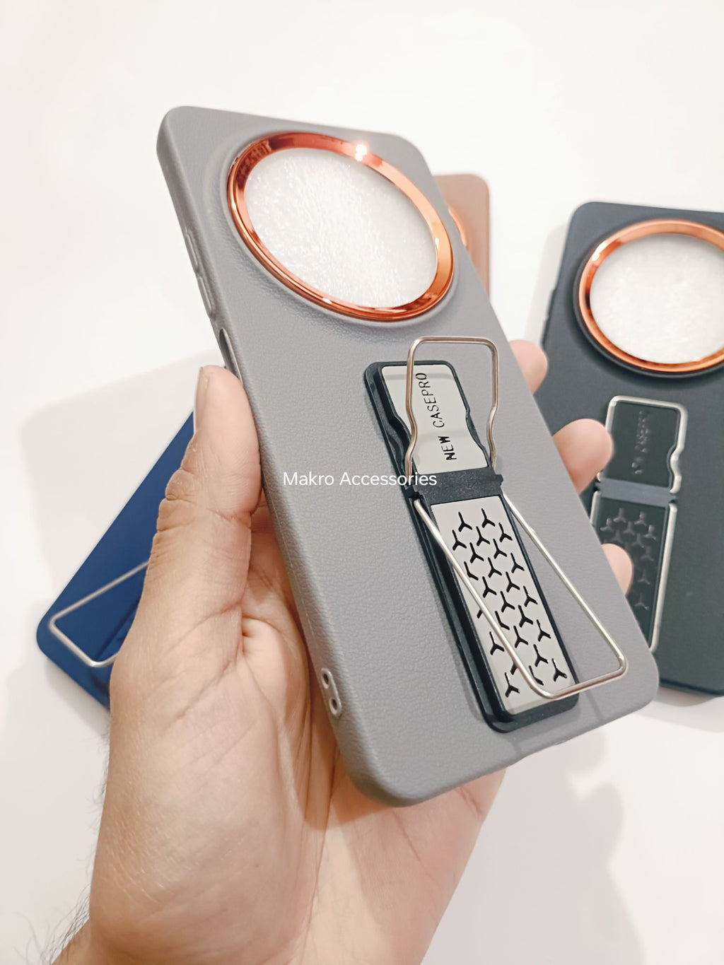 Redmi 14C Soft Silicone Leather Tecture Design Kickstand Back cover