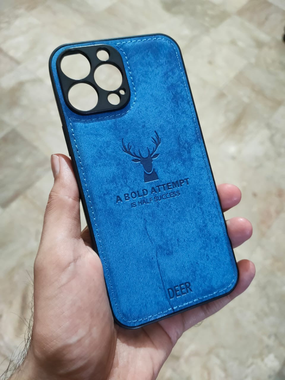 Apple iPhone 13 Pro Max Premium Quality Camera Protection Deer Fabric Case