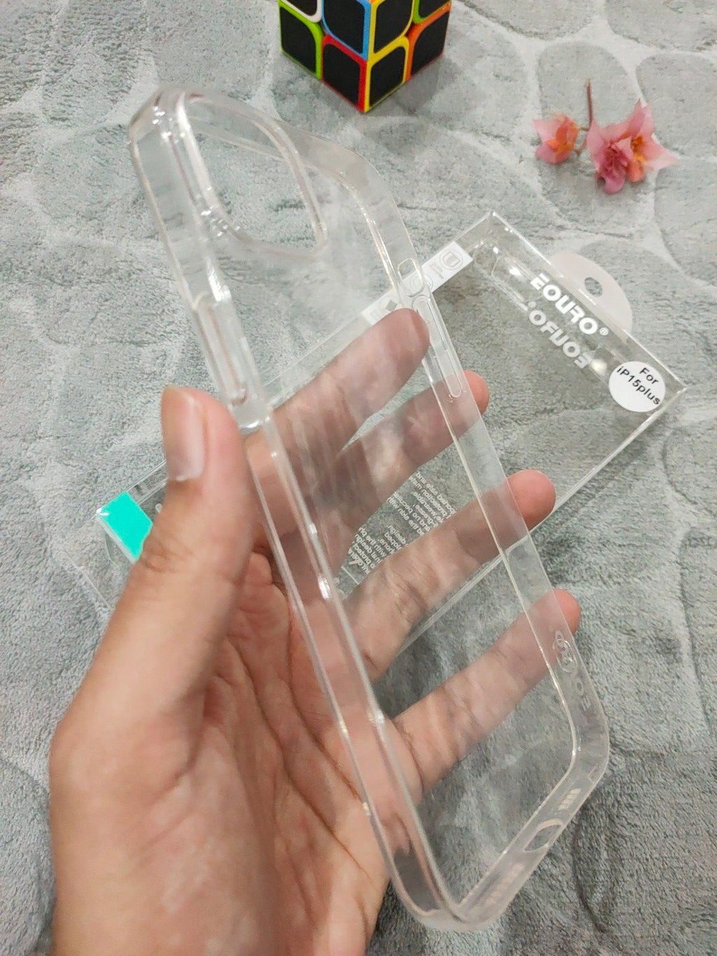 EOURO iPhone 15 Plus Clear Camera Protection Silicone Case