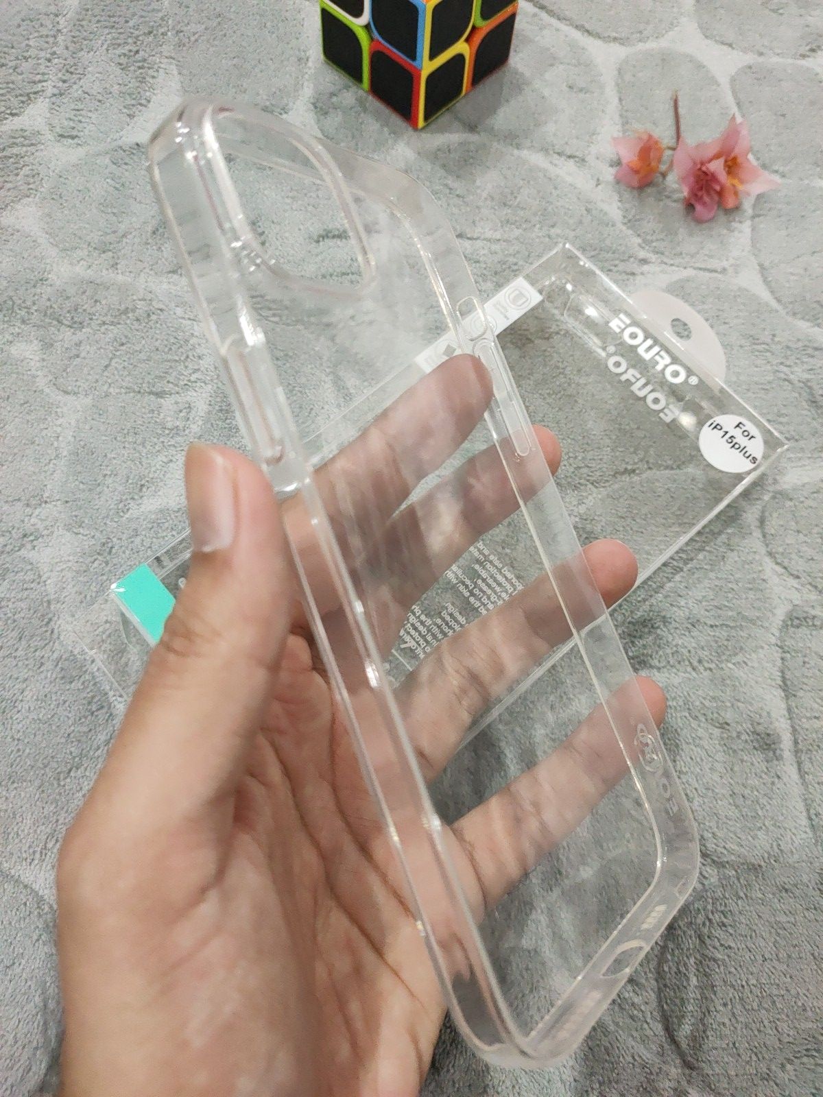 EOURO iPhone 15 Plus Clear Camera Protection Silicone Case