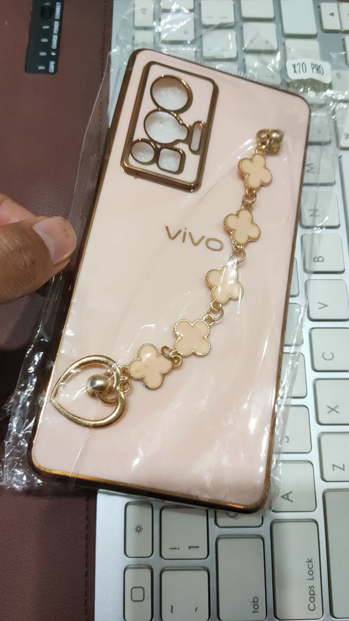 Vivo_X70 Pro Premium Quality Fancy Metal Chain Soft Silicone Back Cover