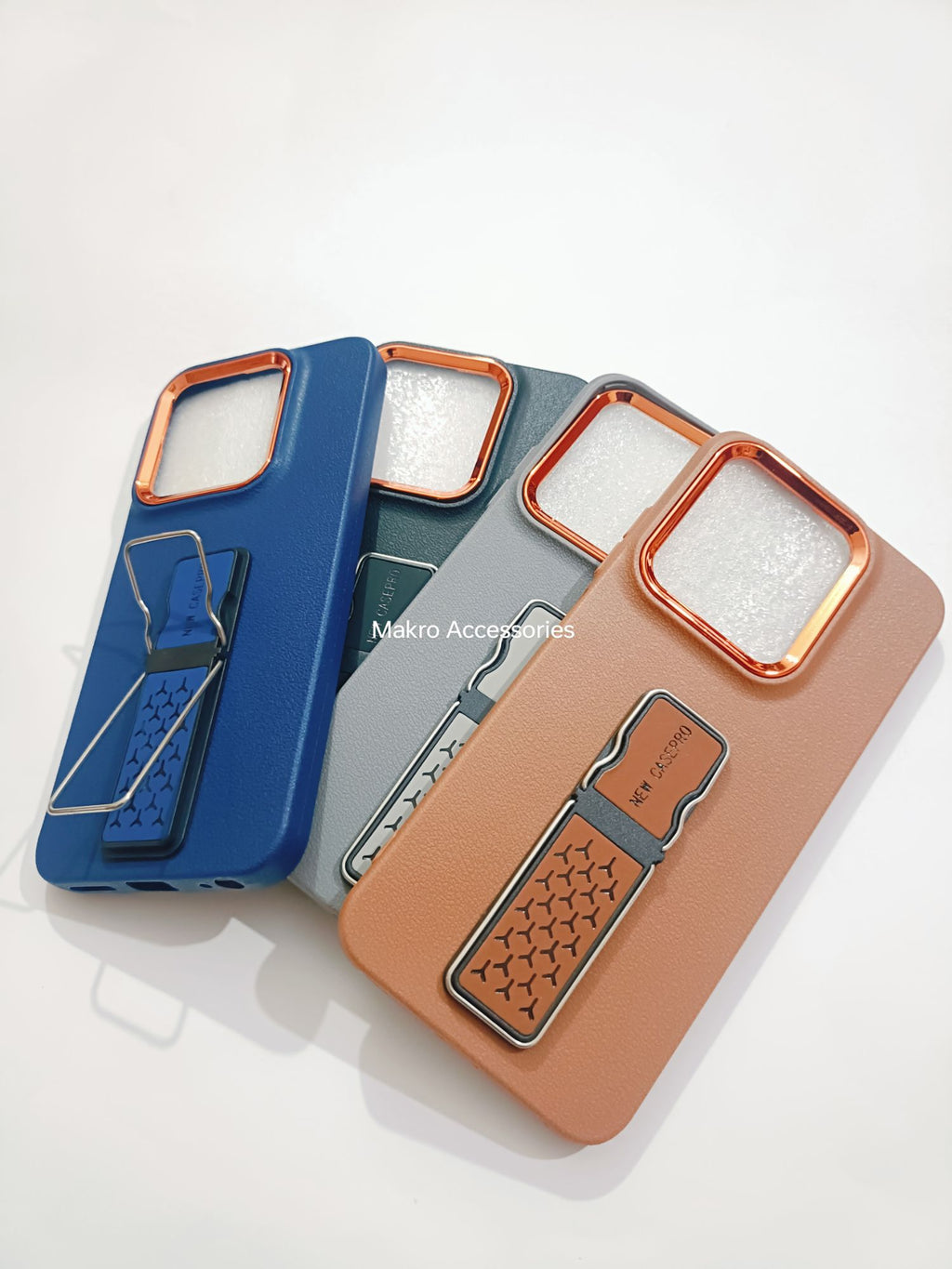 Tecno Spark Go 1 Soft Silicone Leather Tecture Design Kickstand Back cover