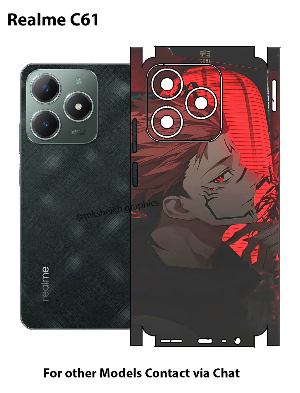 Realme C61 Print Back Full Body Skin Wrap