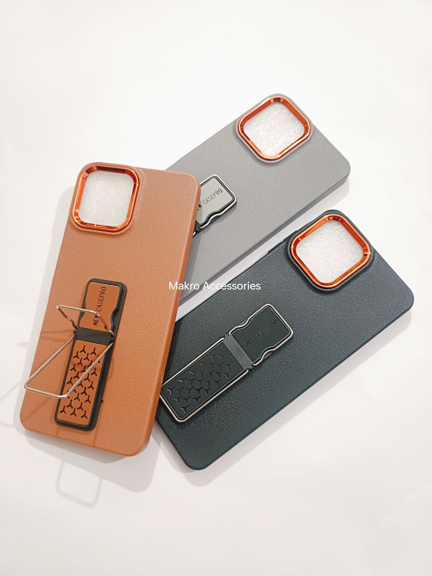 Samsung Galaxy A06 Soft Silicone Leather Tecture Design Kickstand Back cover