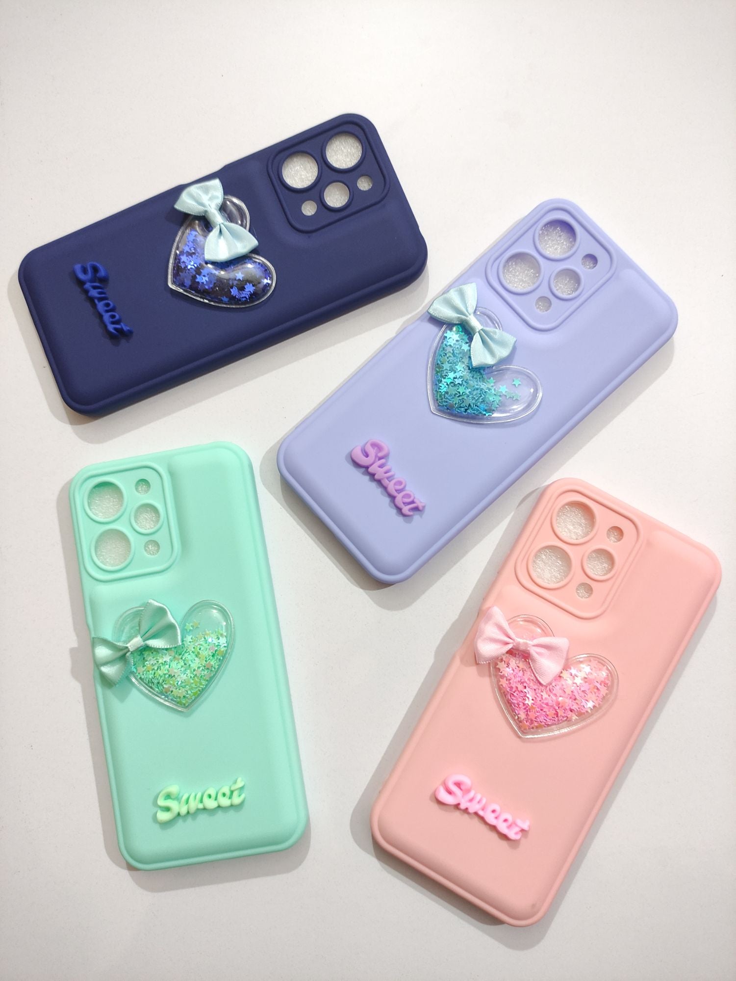 Redmi 12 Fancy Soft Silicone 3D Sweet Heart Back Cover