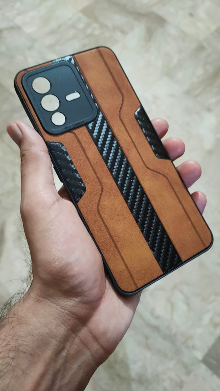 Vivo_V23 Carbon Fiber Design PU Soft Back Cover