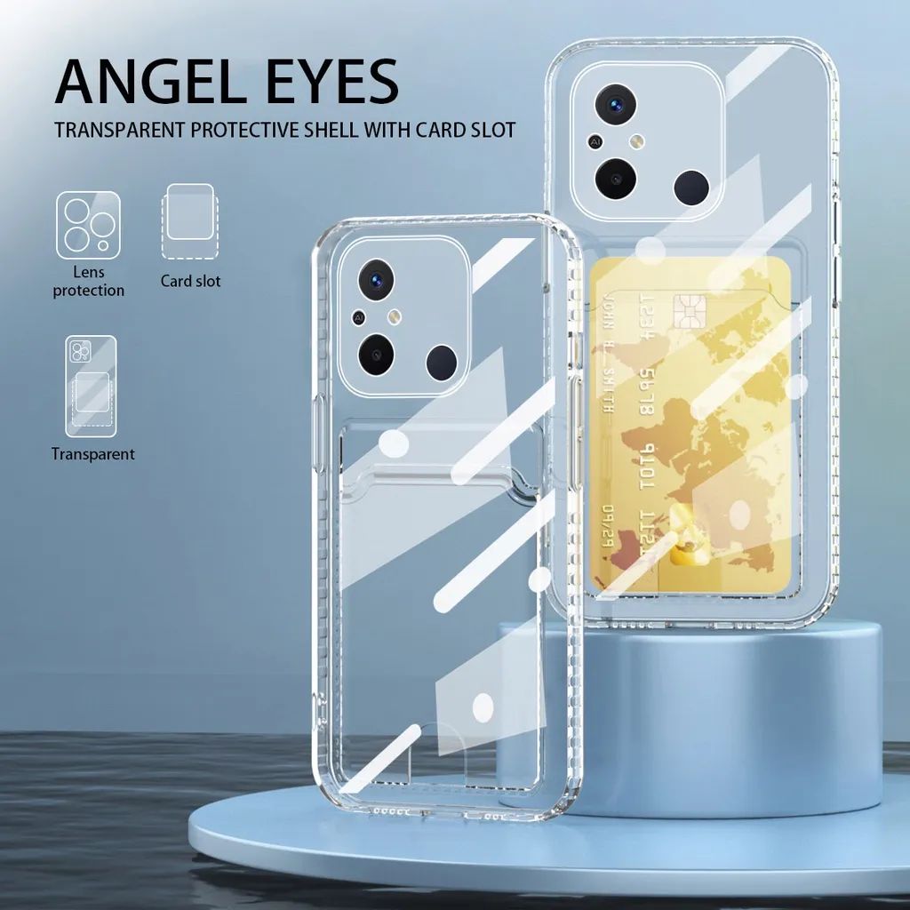 Redmi 12C Soft TPU Clear Card Holder Back Cover