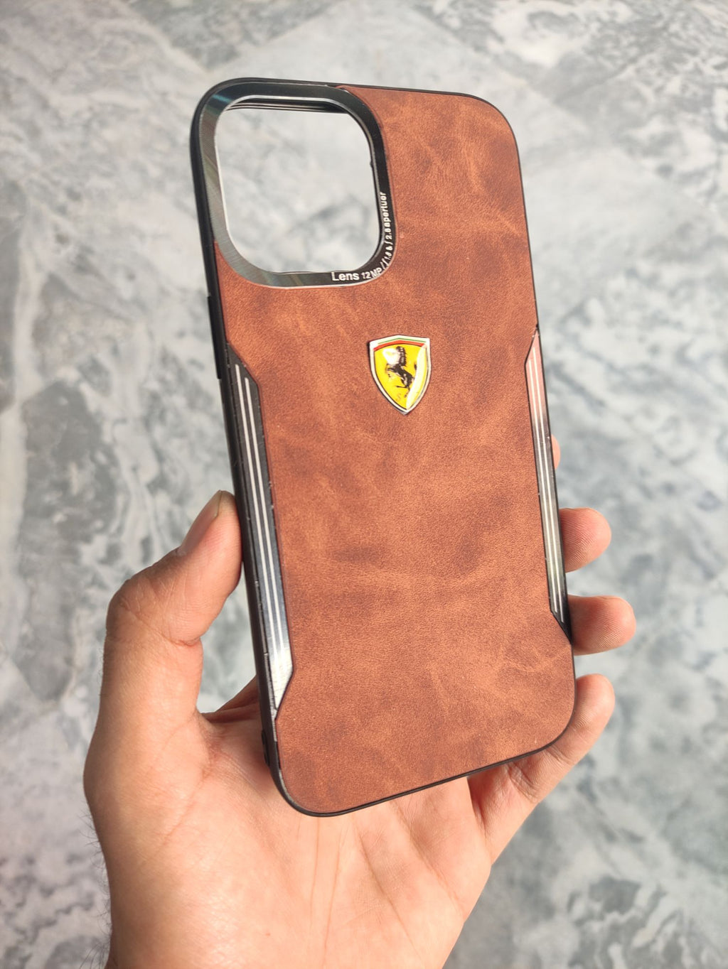 iPhone 12 Pro Max 6.7" Premium Quality Leather Texture Ferrari Back Cover