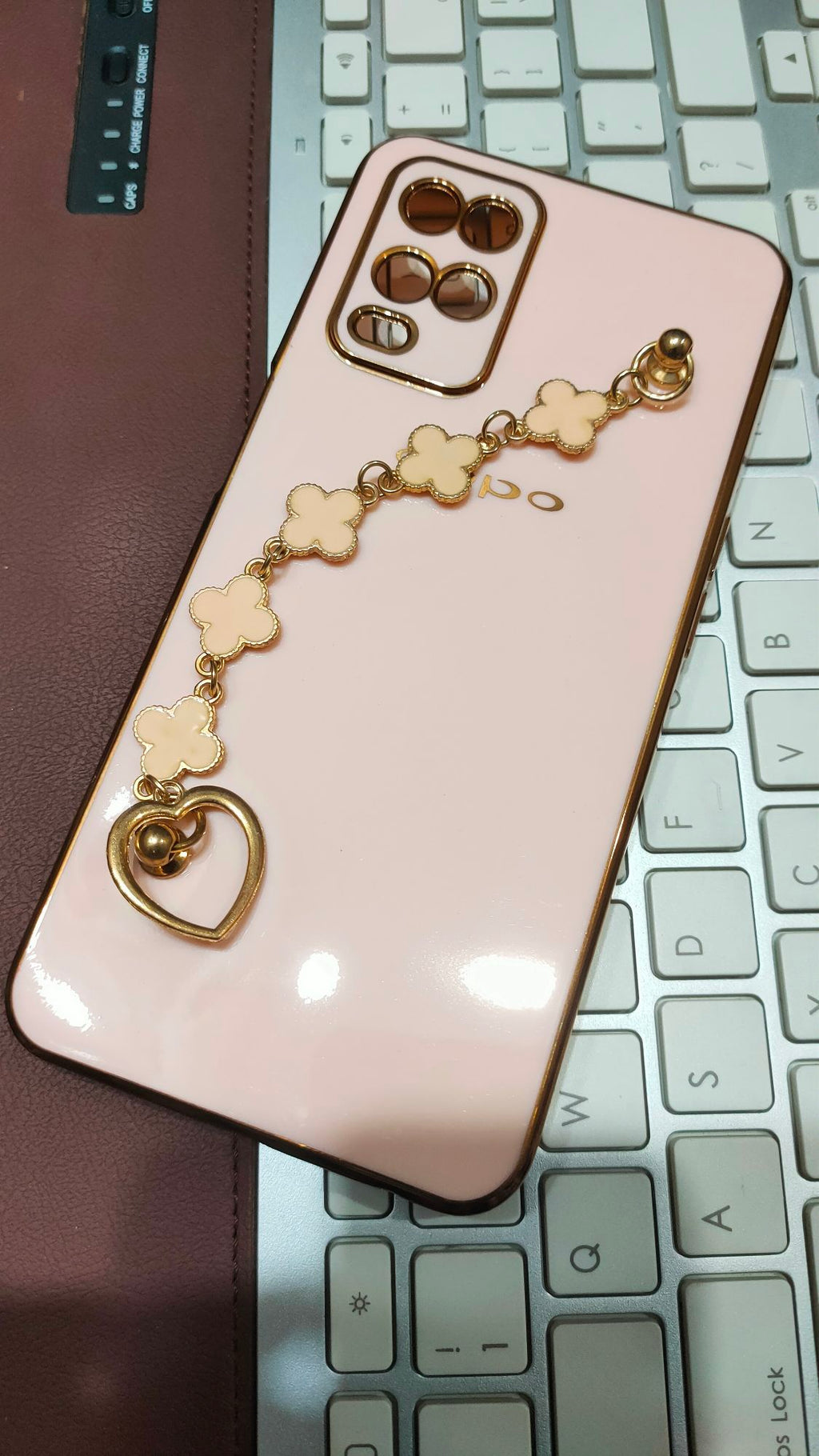 Oppo A54 4G Premium Quality Fancy Metal Chain Soft Silicone Back Cover