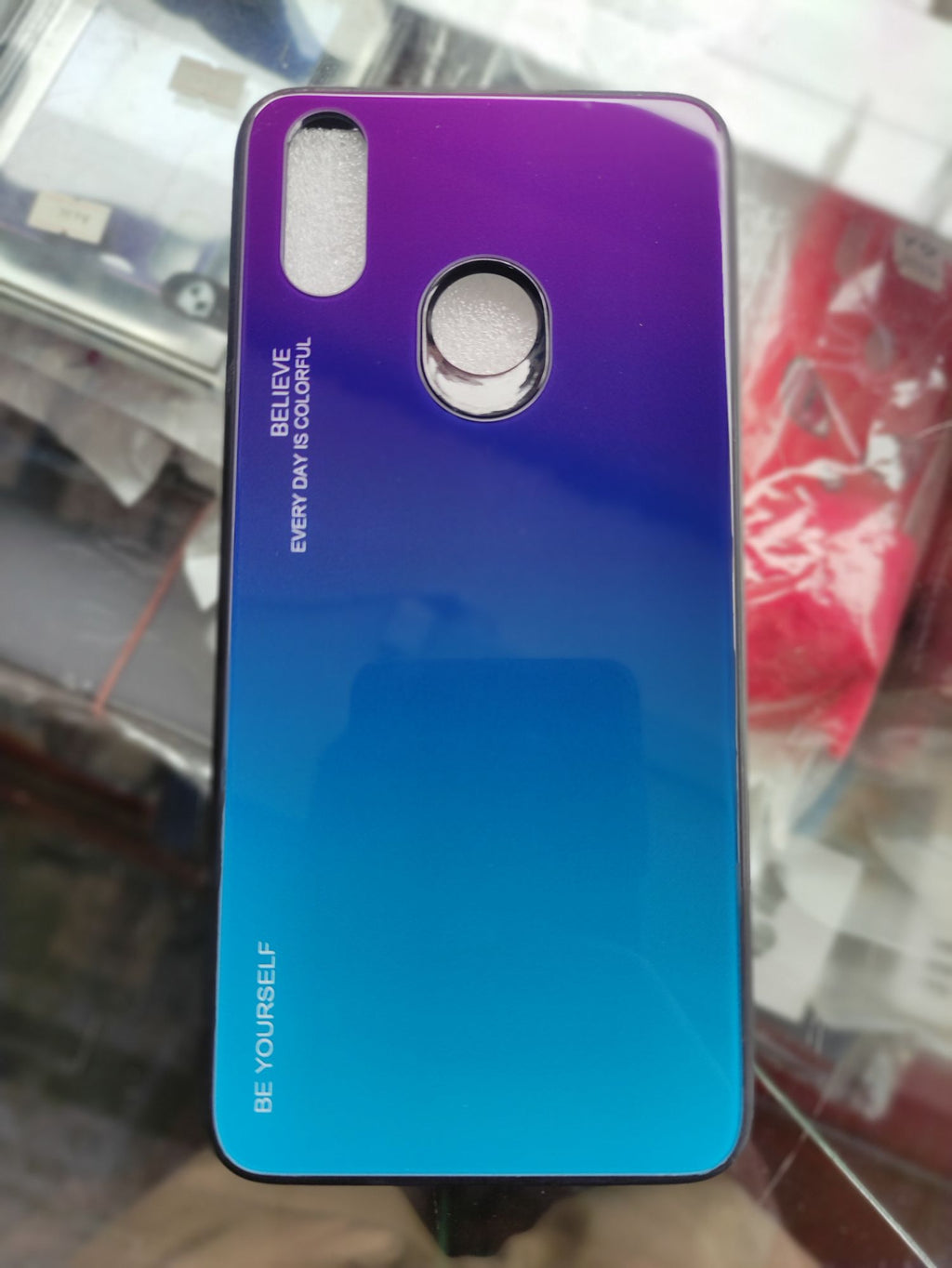 Realme_3Pro Real Tempered Glass Gradient Colour back cover