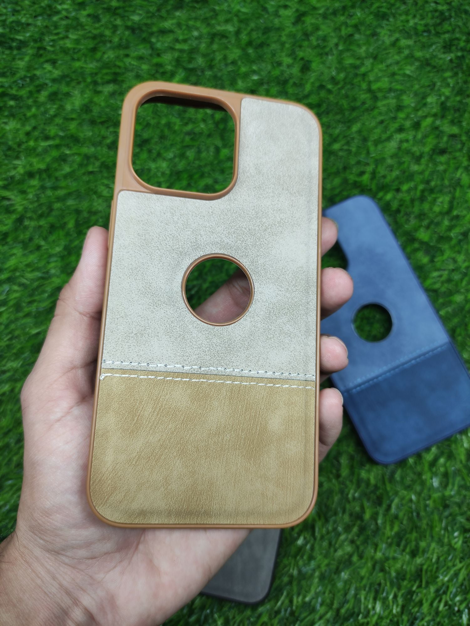 iPhone 15 Pro Max PC Camera Protection Leather Back Cover