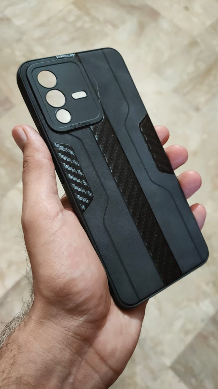 Vivo_V23 Carbon Fiber Design PU Soft Back Cover
