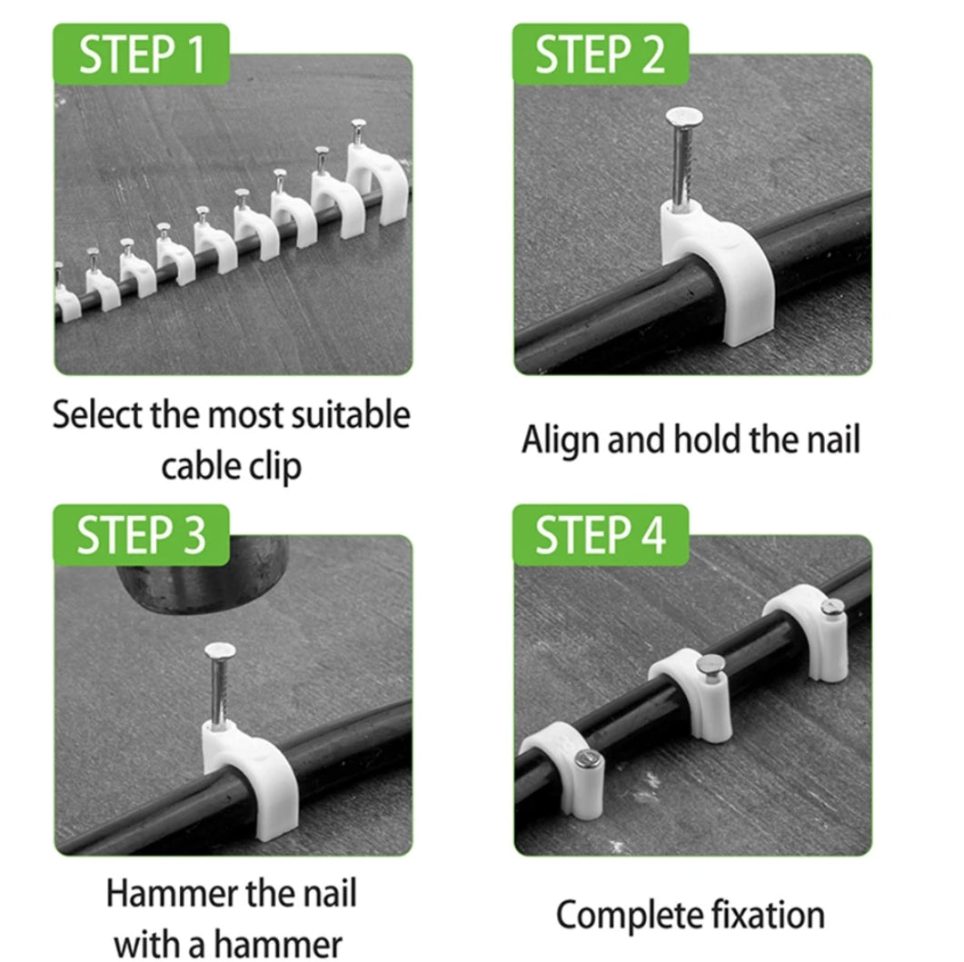 Nail Cable Clip Imported Quality ABS Clip with Steel Nail