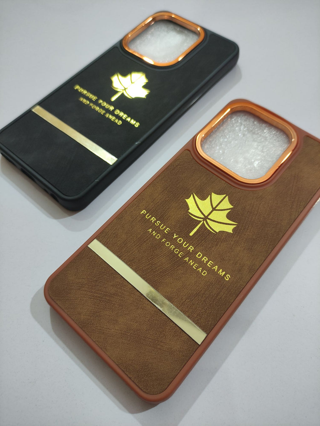 Tecno Spark Go 2023 Soft Silicone PU Leather Golden Stripe Design Back Cover