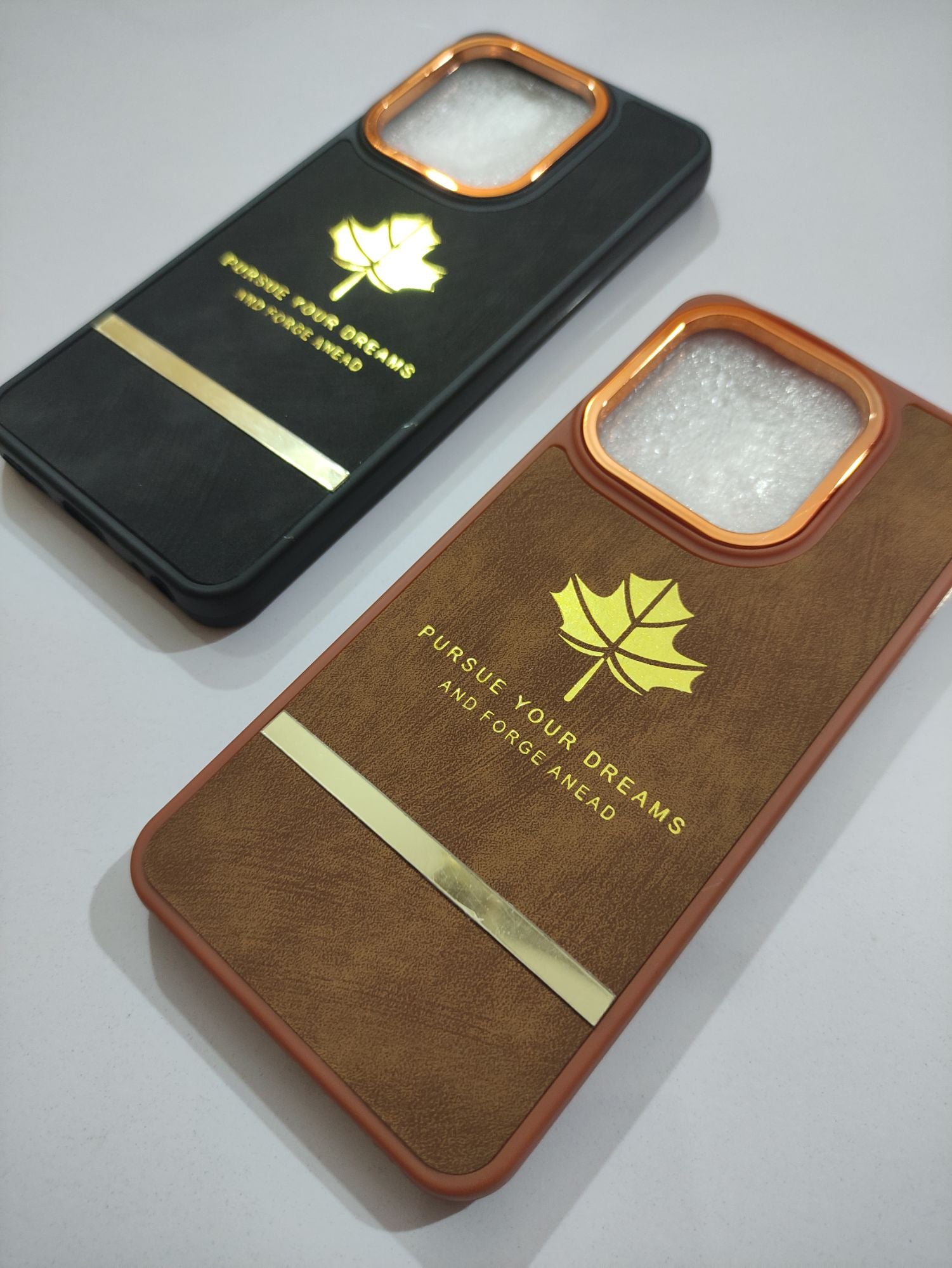 Tecno Spark Go 2023 Soft Silicone PU Leather Golden Stripe Design Back Cover