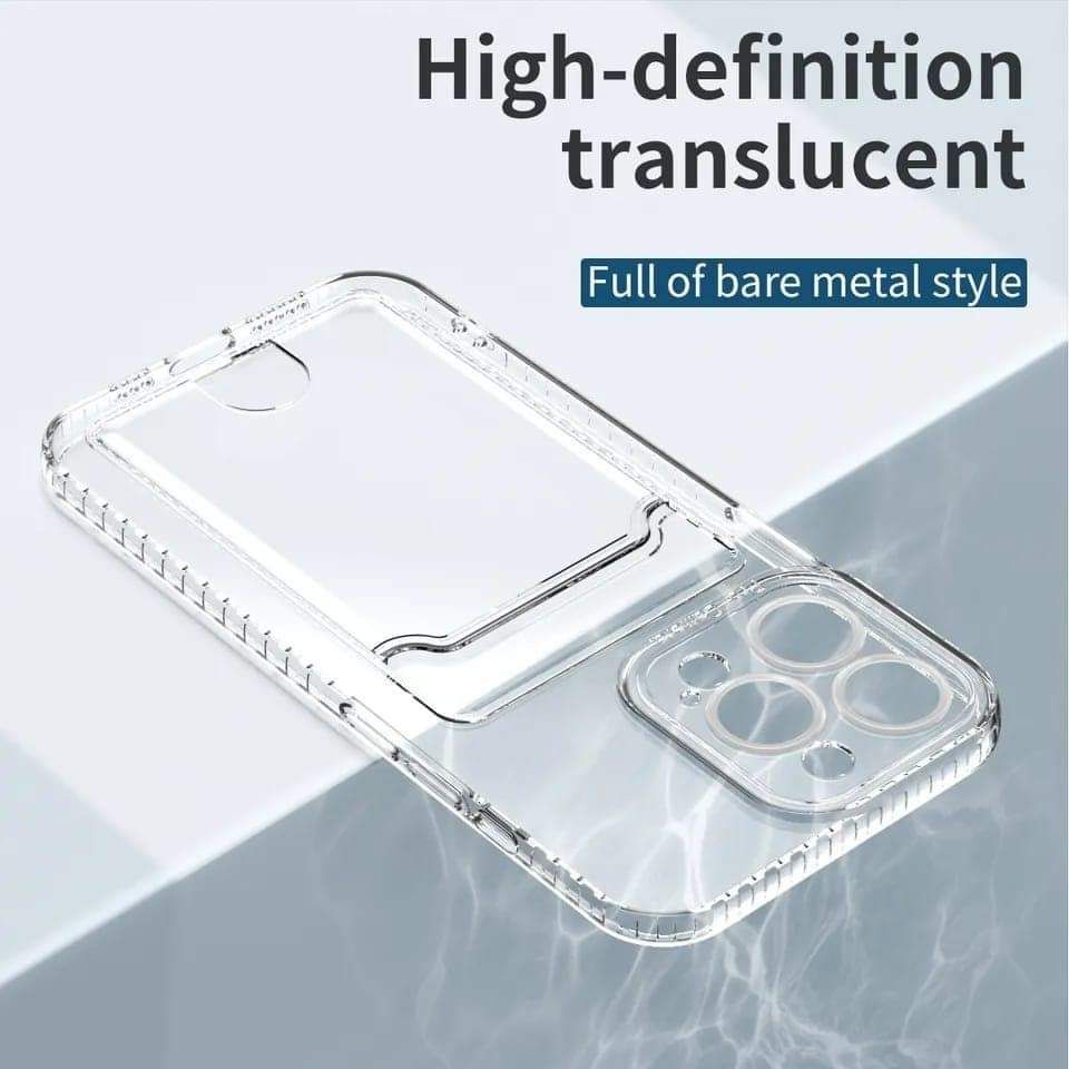 iPhone 14 Pro Max Soft TPU Clear Card Holder Camera Protection Back cover