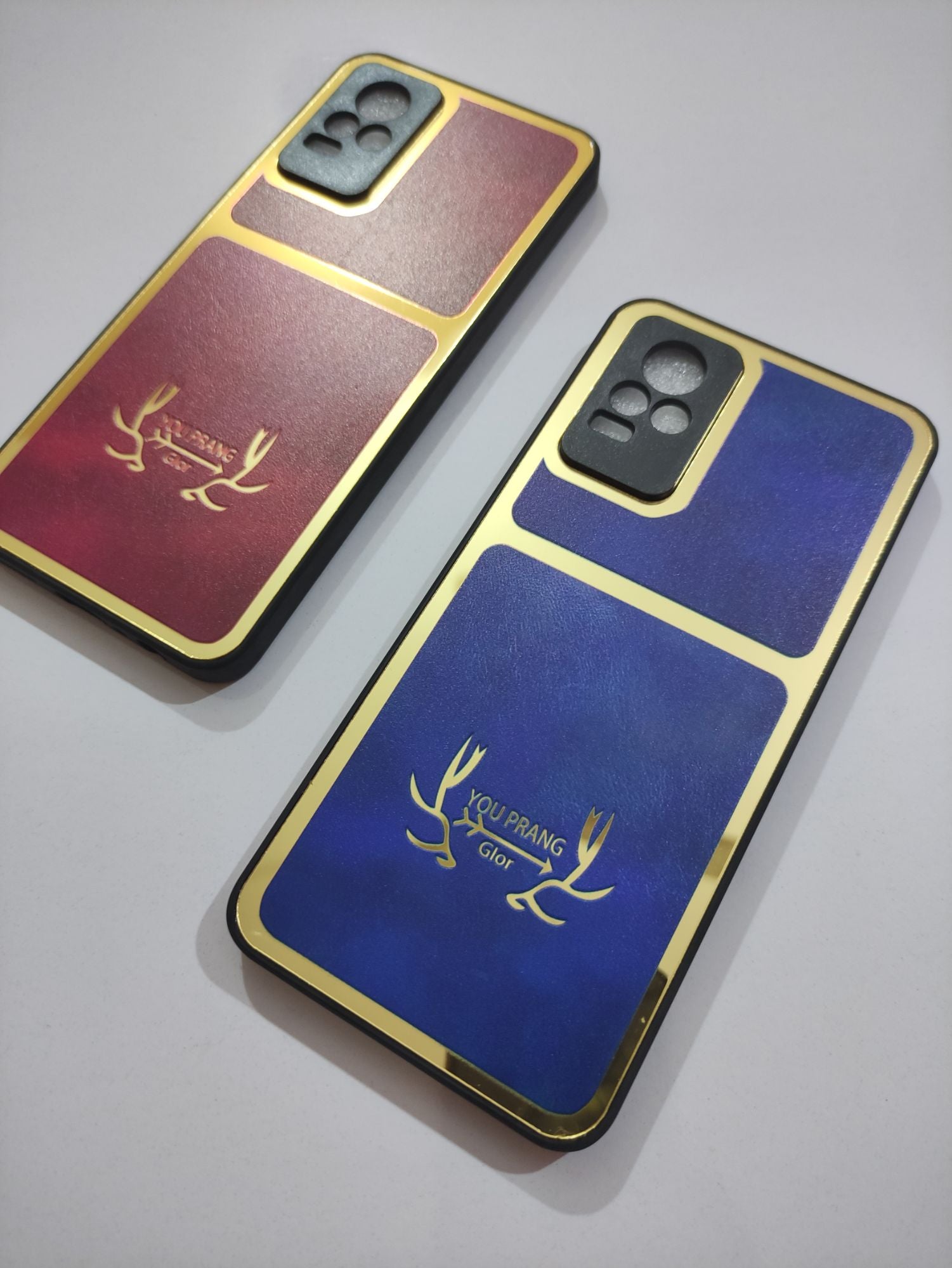 Vivo V21E PU Golden Stripe Design Back Cover