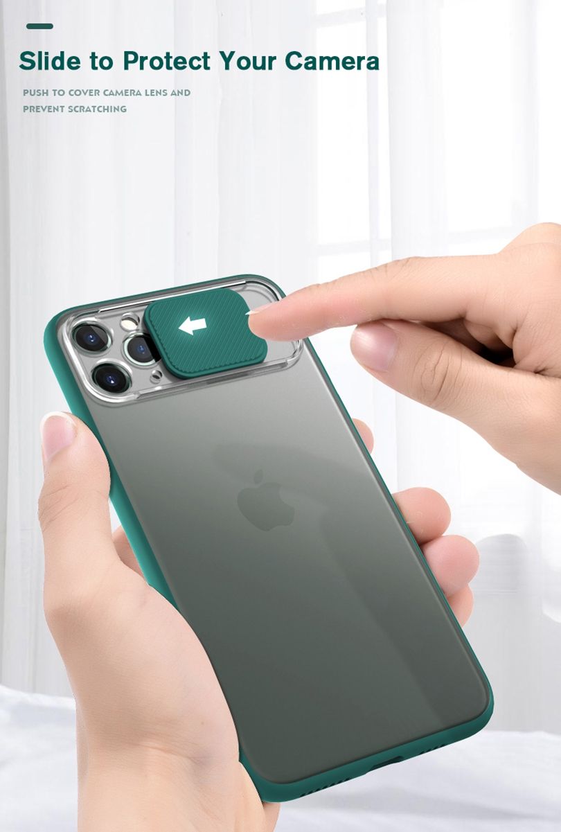 iPhone 12 Pro Max Camera Protection Shockproof Camera Slide Matte Bumper Transparent Back Case