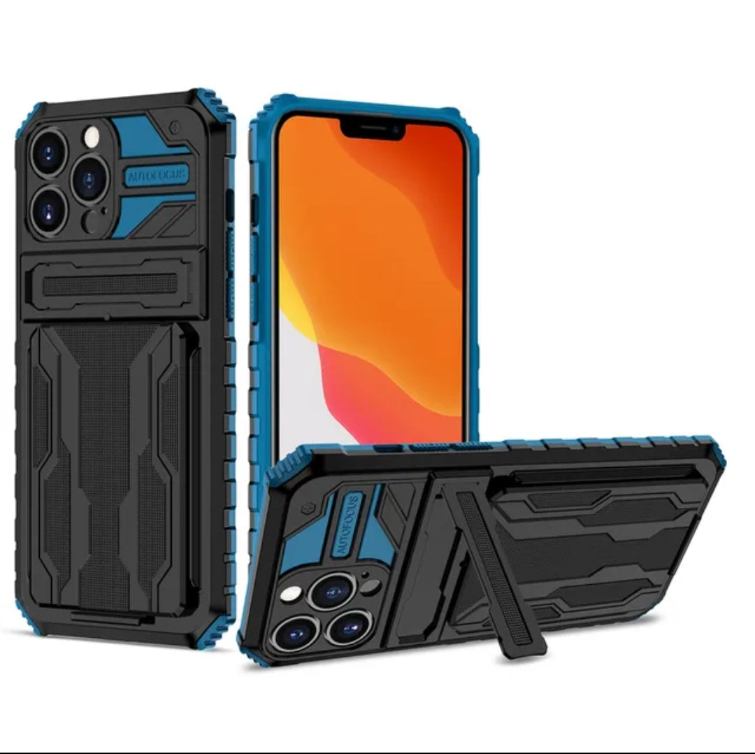 iPhone 12 Pro Max Shockproof Dual Layered Card Holder Kickstand Back cover