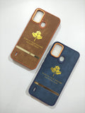 Itel A48 Soft Silicone PU leather Golden Stripe Back Cover