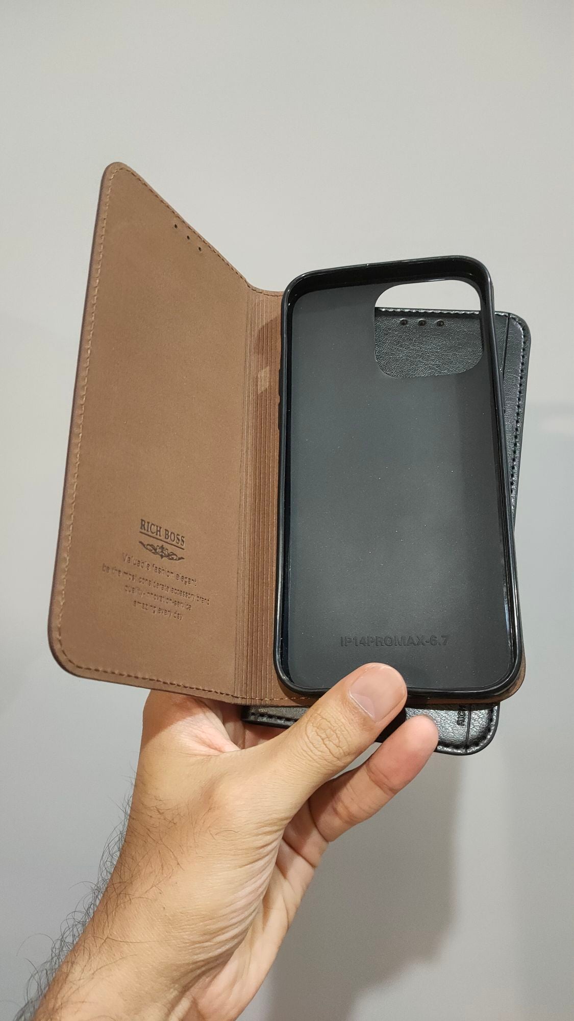 Rich Boss iPhone 14 Pro Max Leather Flip Book Case Cover
