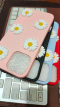 iPhone 13 Pro Max Liquid Silicone 3D Flowers Fancy Back Cover